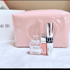 NEW Dior Pink Patent Pouch set of 4
